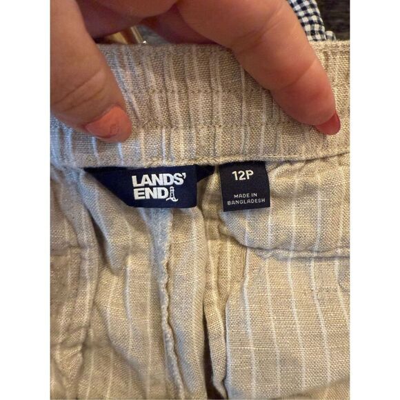 Lands End Natural & White Stripe 100% Linen Beach Pant sz 12P - Picture 6 of 7